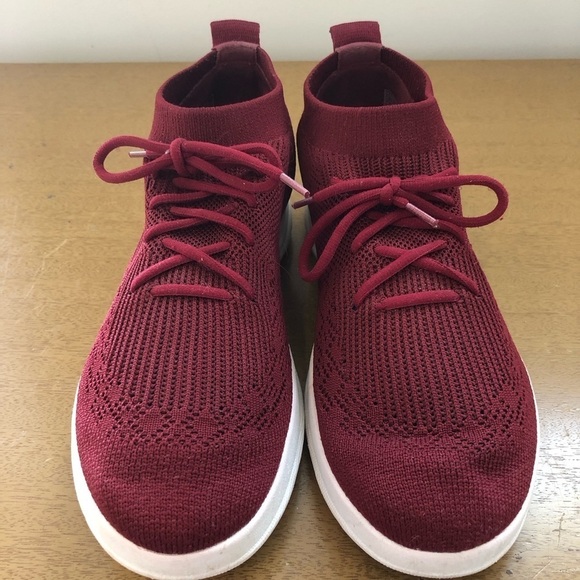 Fitflop uberknit slip on high top sneakers dark red Size 8 - Picture 2 of 10